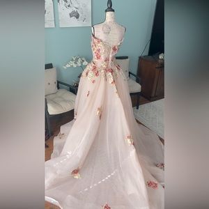 Showstopper pink and floral Portia & Scarlett overskirt gown